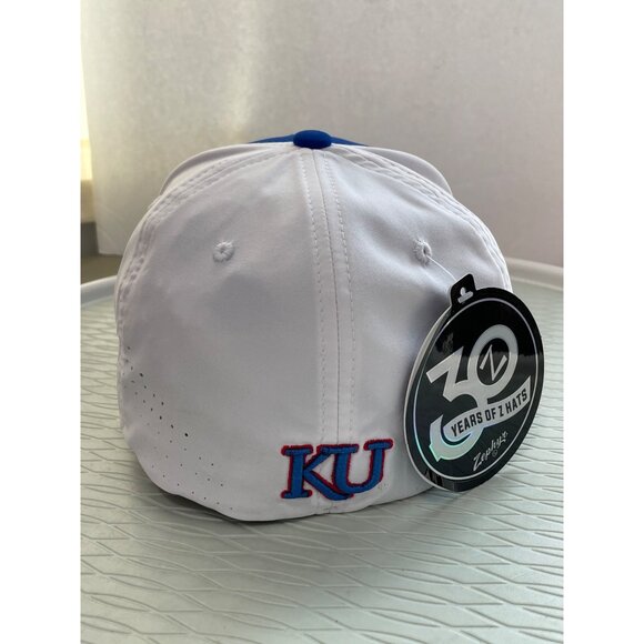 Zephyr Kansas Jayhawks KU Stretch Fit Hat Large Royal White Outdoor College NEW - Picture 3 of 5